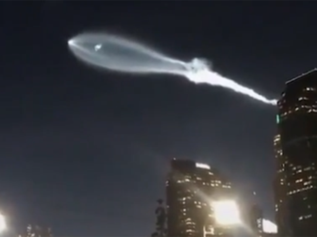 The SpaceX rocket hurtles across the sky over California