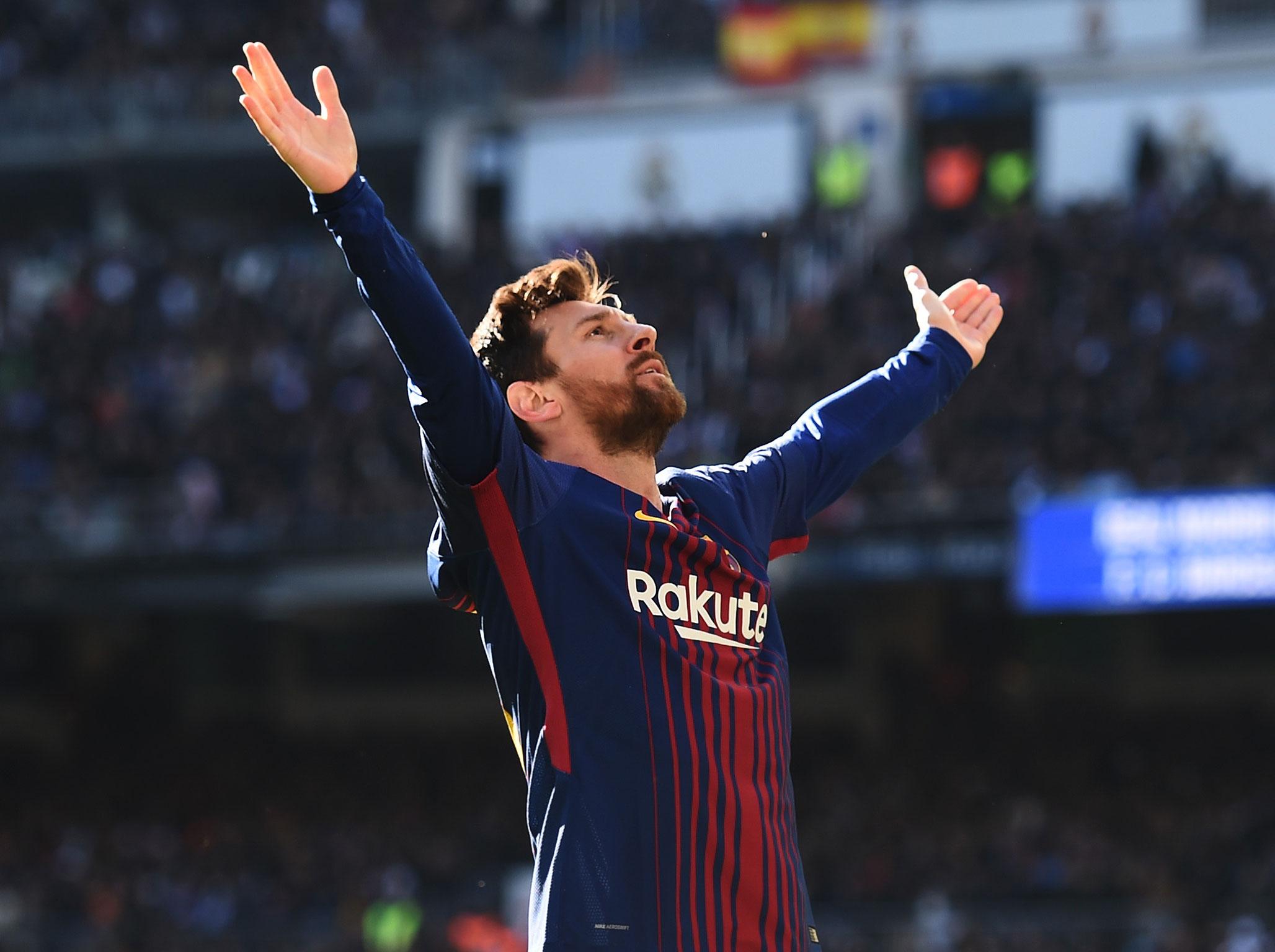 Messi celebrates Barcelona's win