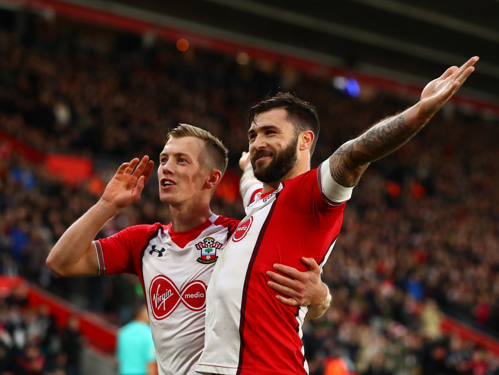 &#13;
Austin gave Southampton the lead before limping off in the second half &#13;