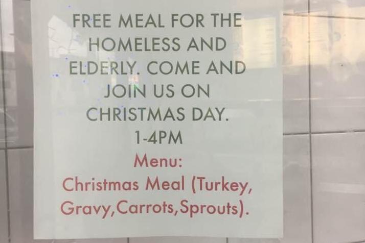 A sign in Classic Fish Bar's window before Christmas last year