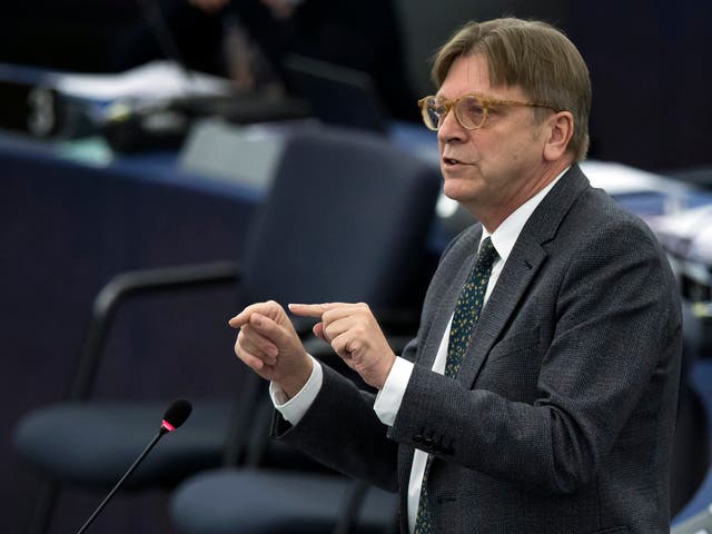 Guy Verhofstadt speaks during a plenary session