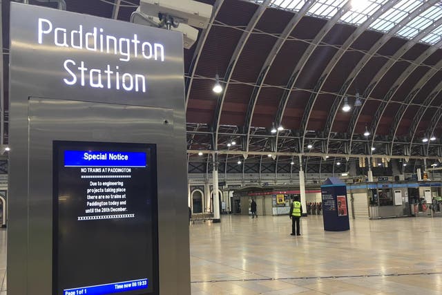 Christmas break: Paddington station in London is closed until 28 December