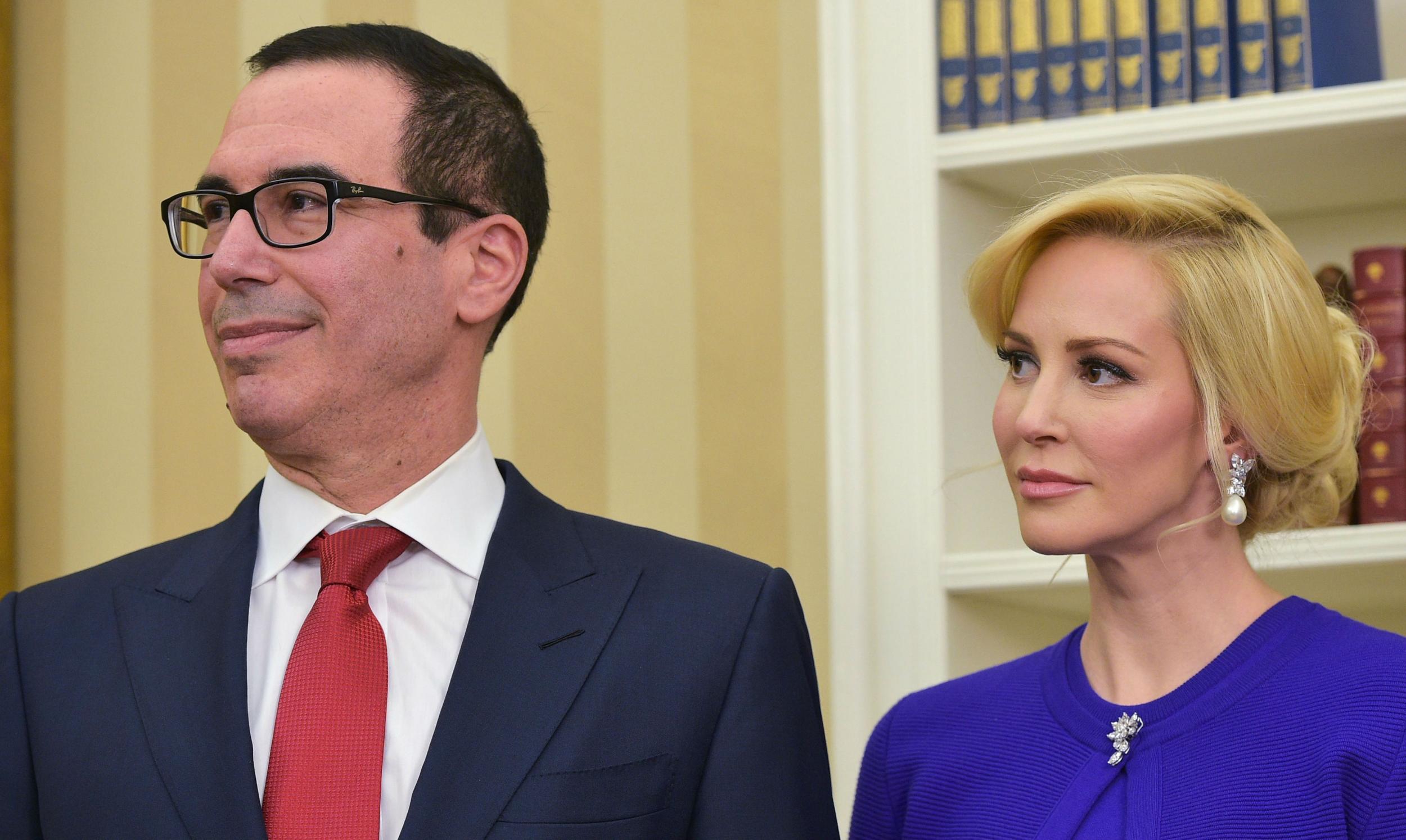 The Treasury Secretary is married to British actress Louise Linton