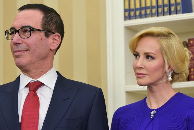 The Treasury Secretary is married to British actress Louise Linton