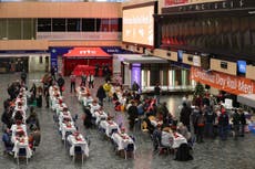 London’s Euston station hosts Christmas lunch for 200 homeless people