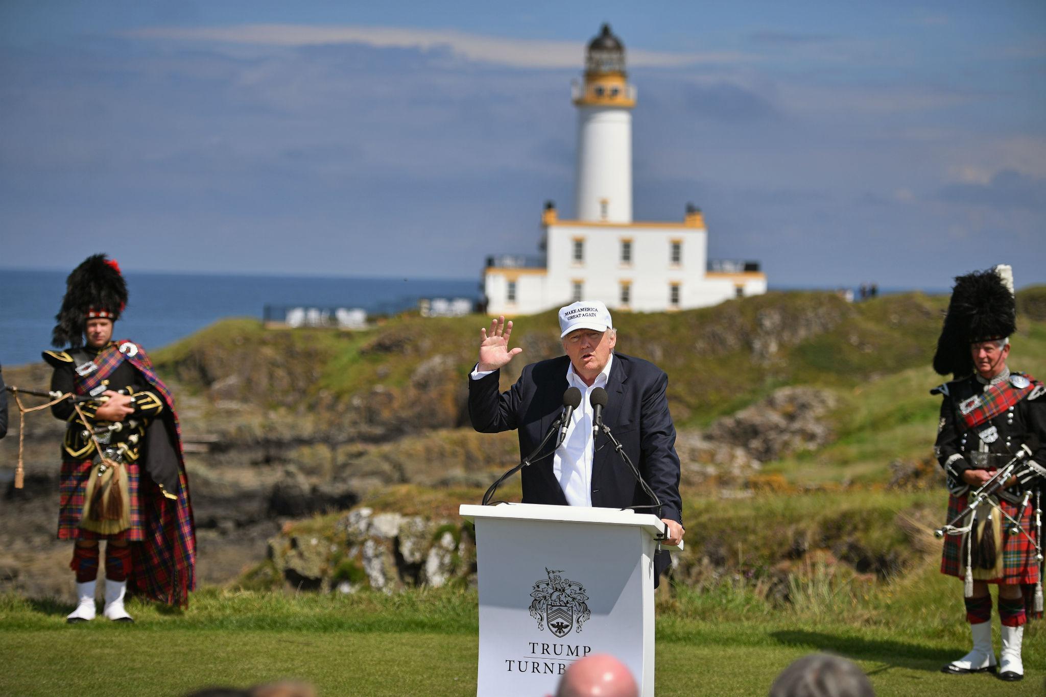 Donald Trump visits his Turnberry golf course in 2016