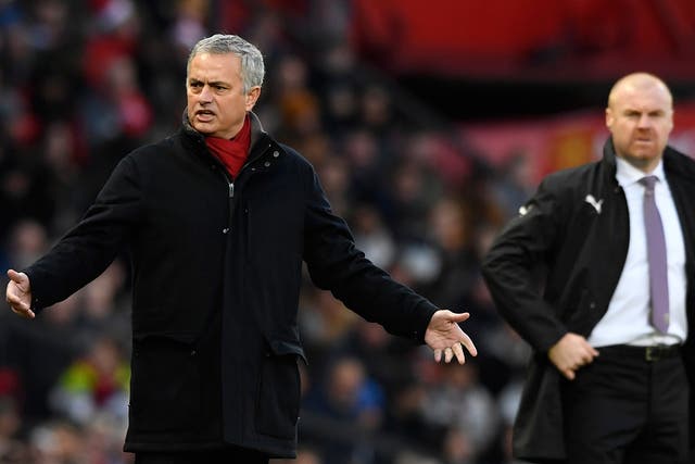 Jose Mourinho reacts furiously after Manchester United concede against Burnley