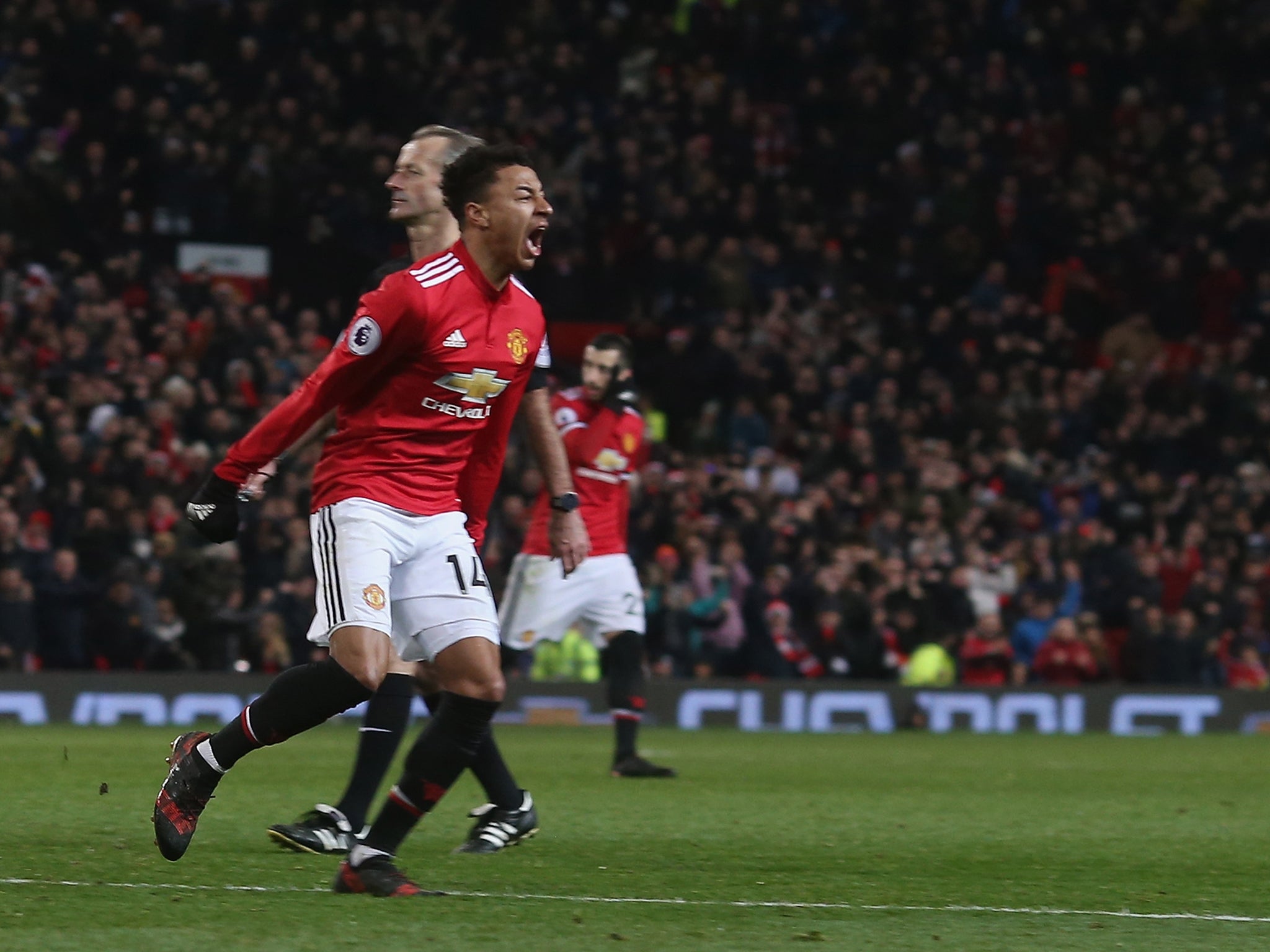 Jesse Lingard celebrates equalising for Manchester United in the 2-2 draw with Burnley