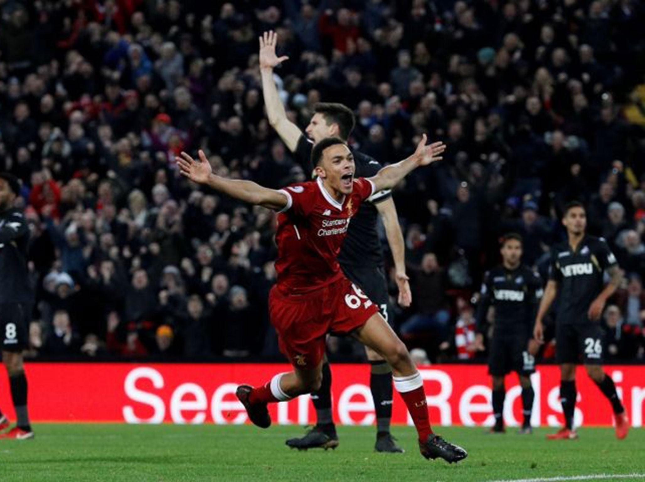 Alexander-Arnold scored his first Premier League goal on Boxing Day