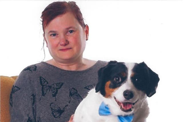 Susan Shaw, a mother-of-two who died after being hit by a car during a police pursuit near Blackburn, with her dog Smudge