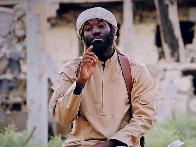 An American Isis fighter appearing in a propaganda video released on 27 December