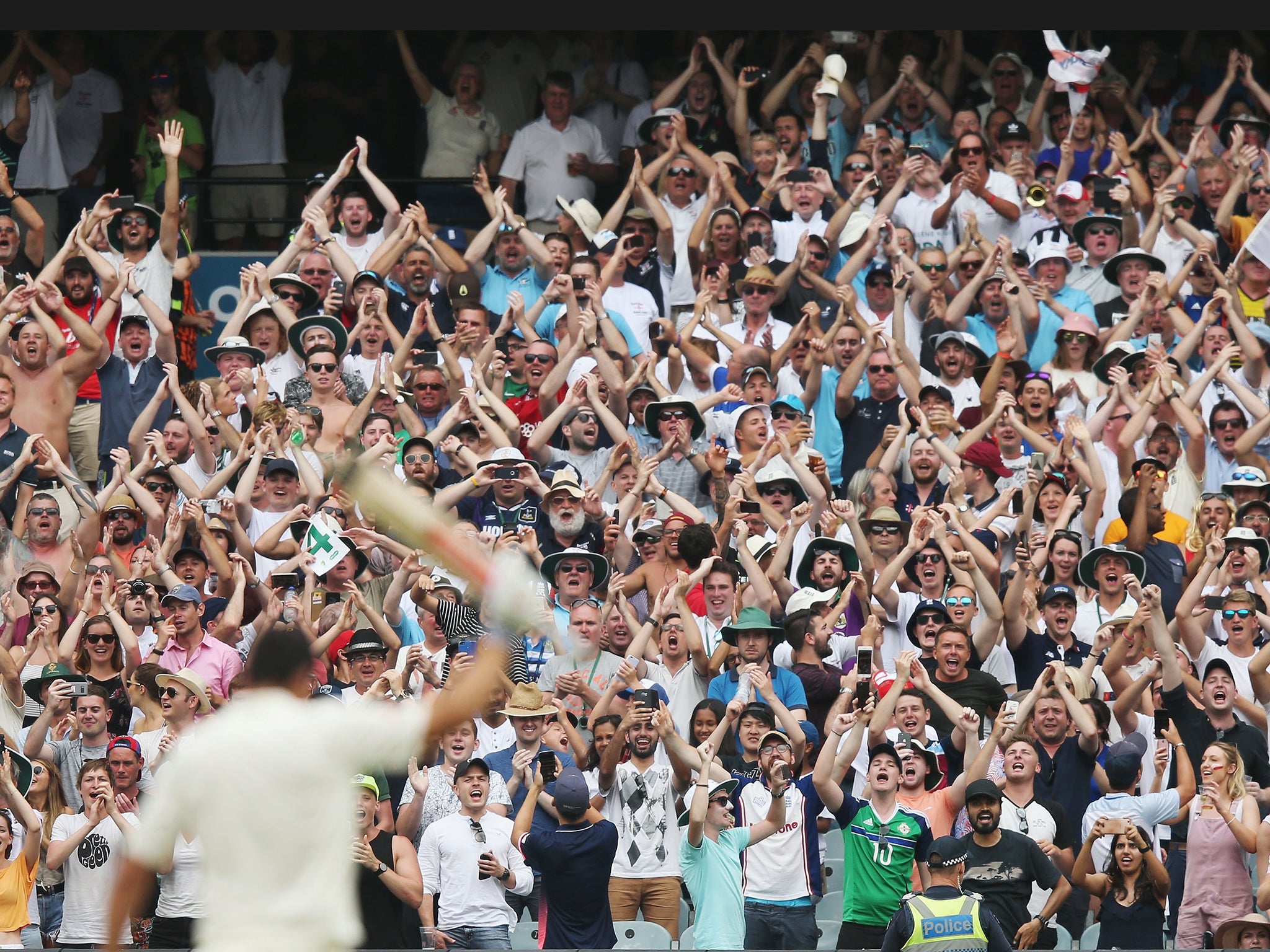 The Barmy Army applaud Alastair Cook's double-century at the MCG.