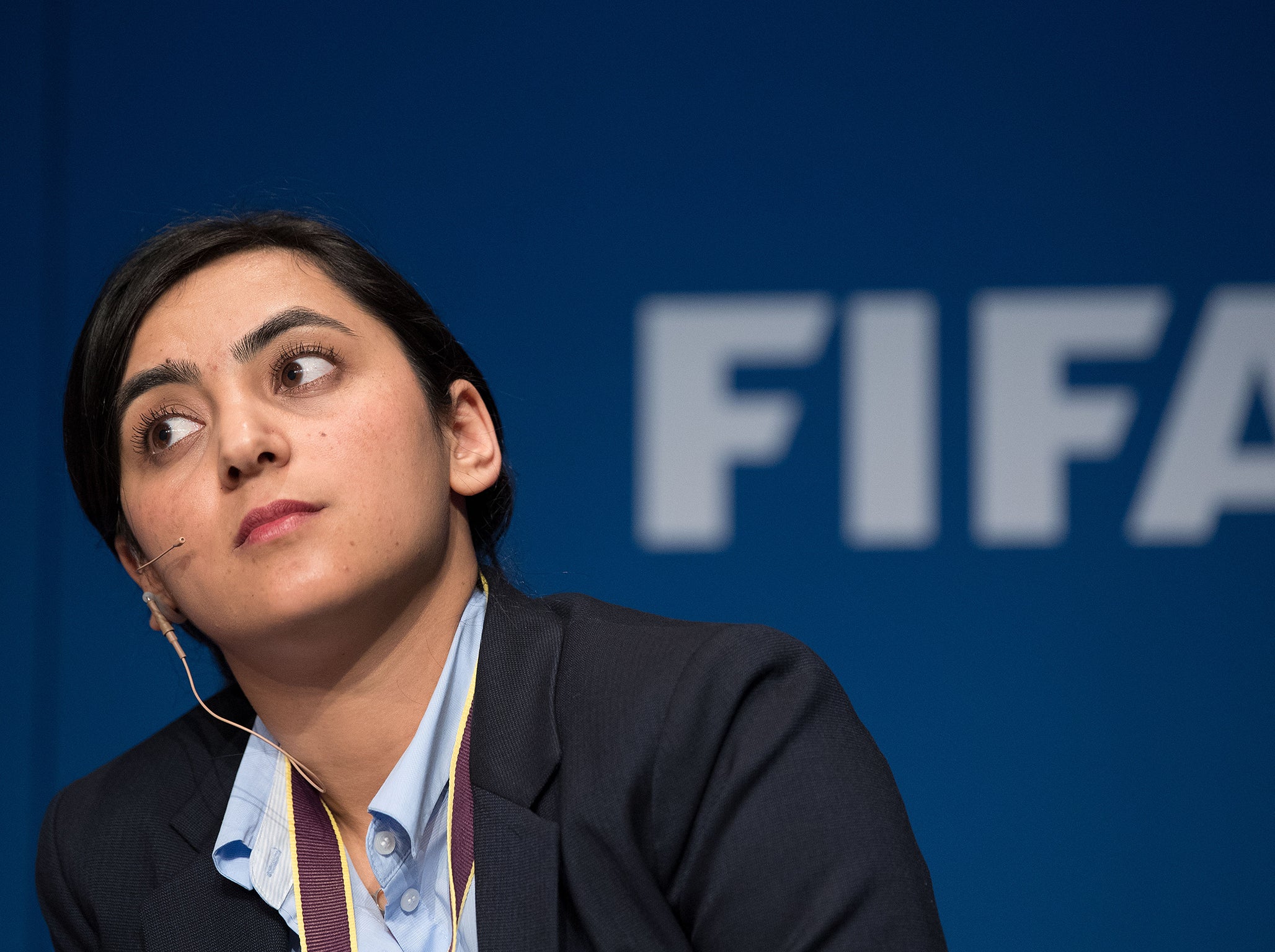 Popal during the FIFA Annual Conference for Equality &amp; Inclusion, in Zurich