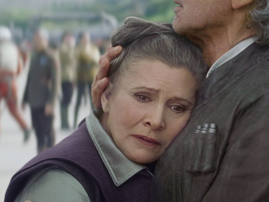 Fisher returns as General Organa in ‘The Force Awakens’ before her final bittersweet performance in the latest instalment
