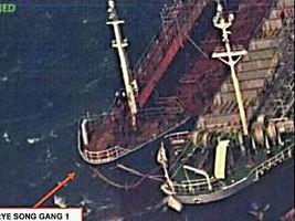 The US claims this photo shows a North Korean ship conducting a ship-to-ship transfer, possibly of oil, in an effort to evade sanctions