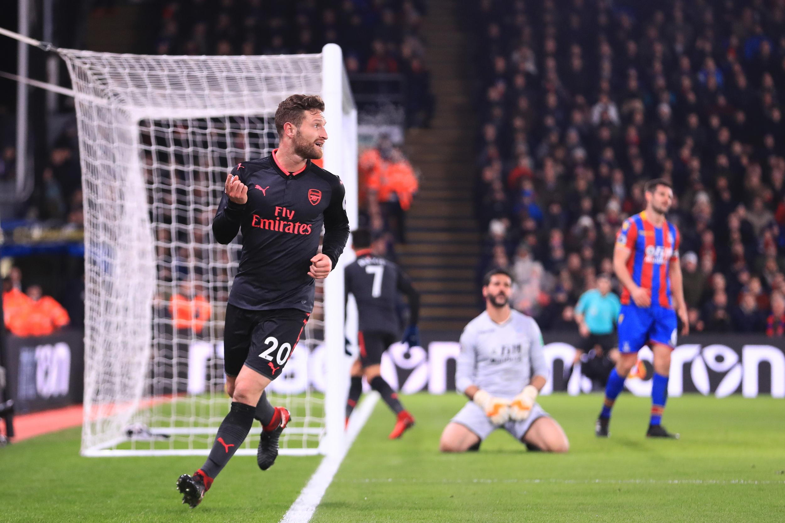 Shkodran Mustafi celebrates Arsenal's opener