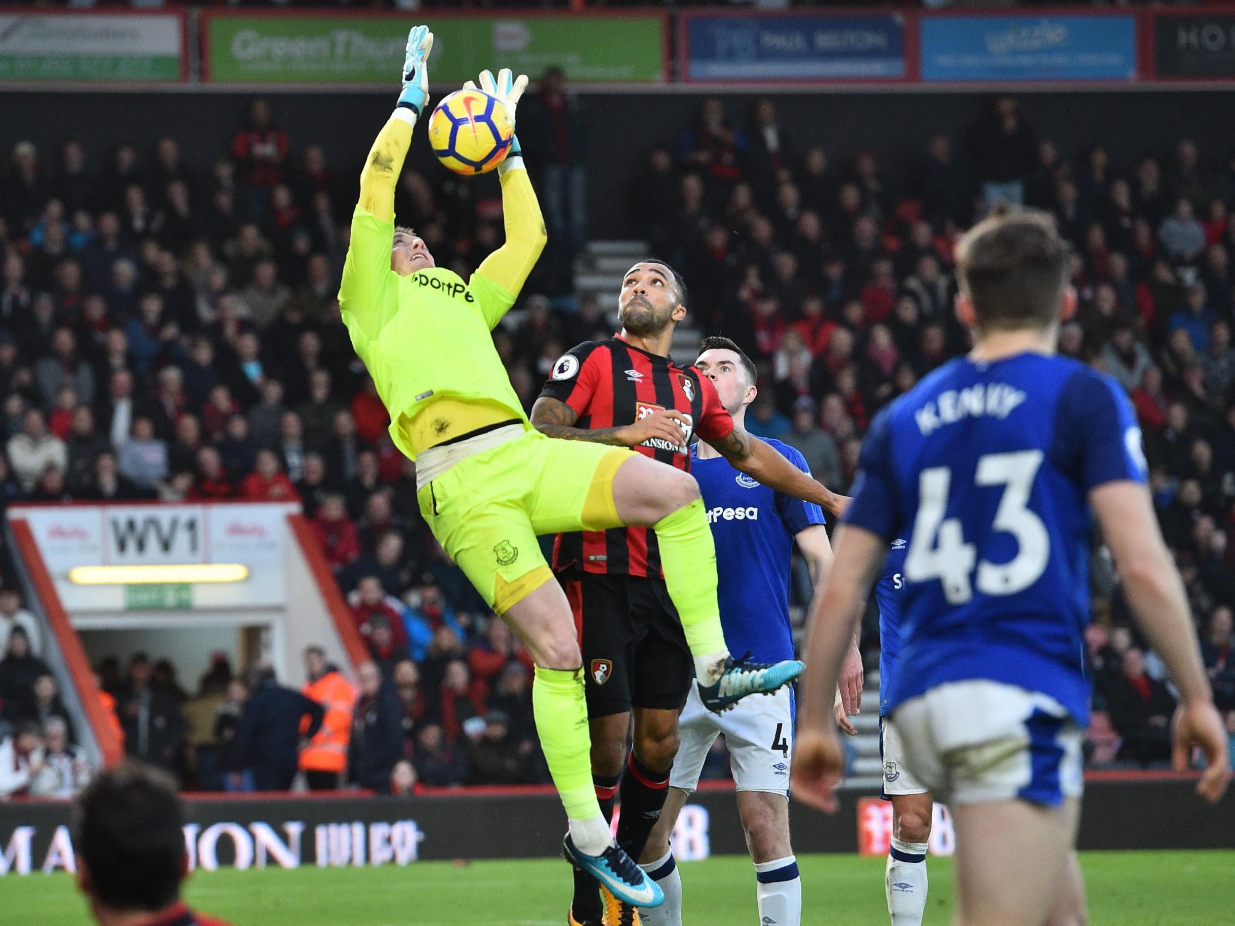 Jordan Pickford was put under pressure from the Bournemouth attackers