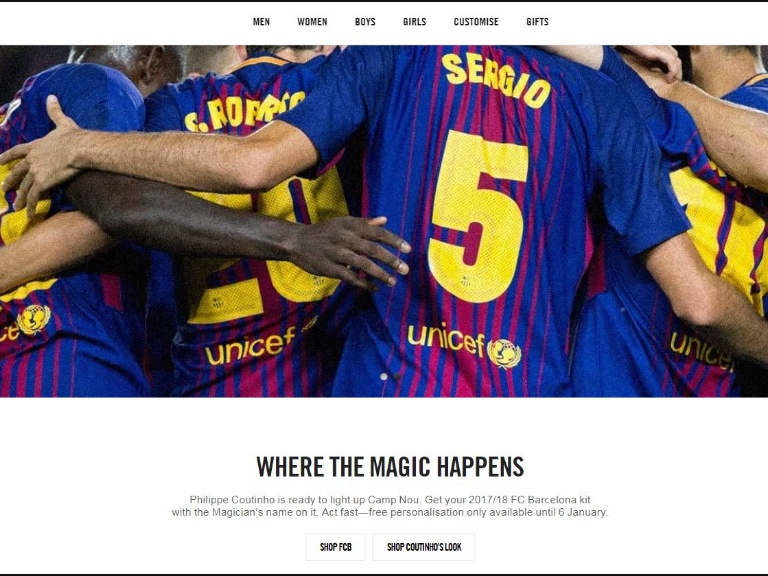 Nike's website listed Coutinho as a Barcelona player earlier this week