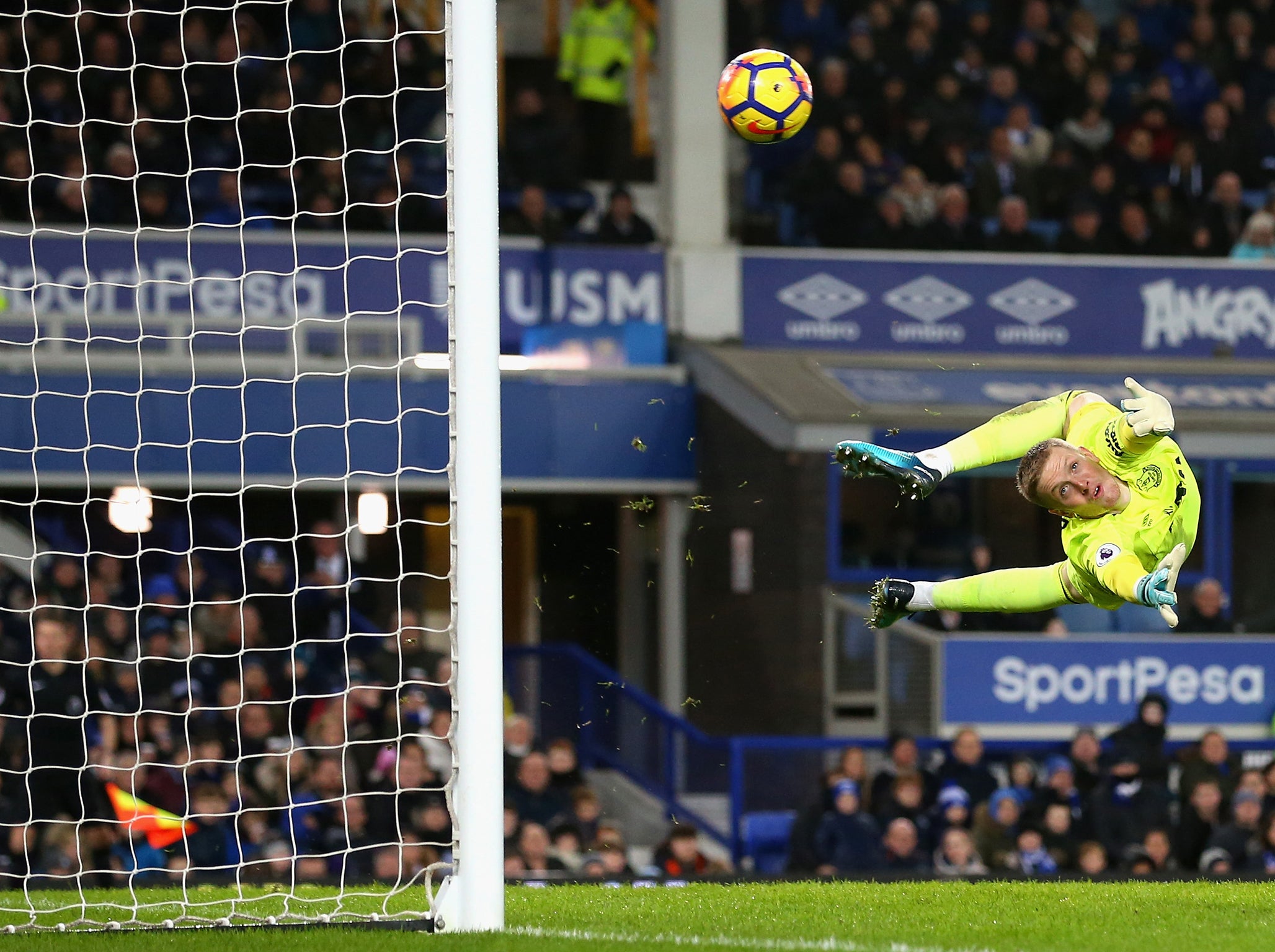 Pickford was powerless to keep Martial's shot out