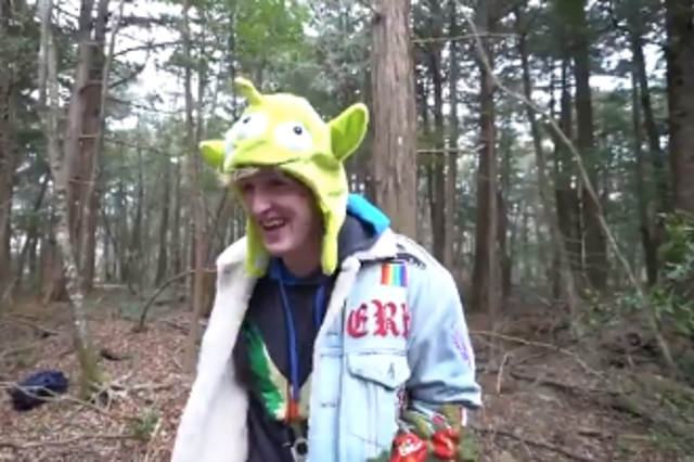 Logan Paul in the video he posted where he allegedly discovers a suicide victim