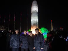 North Korea displays ice sculptures of ballistic missile
