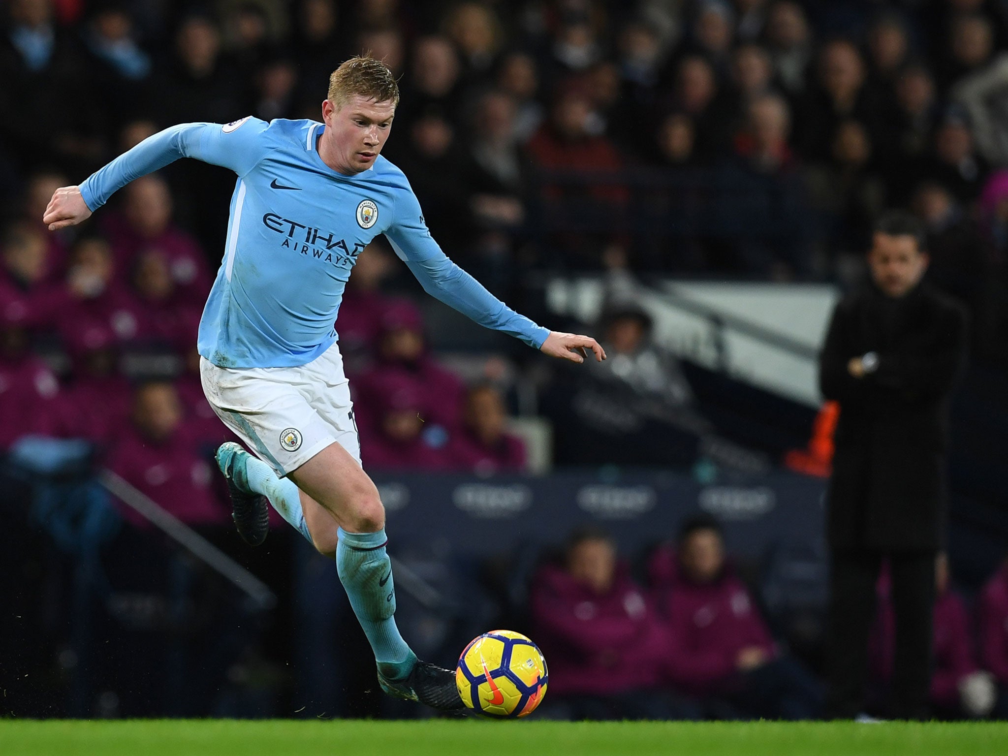 Kevin De Bruyne returned to action despite being taken off on a stretcher in the Palace game