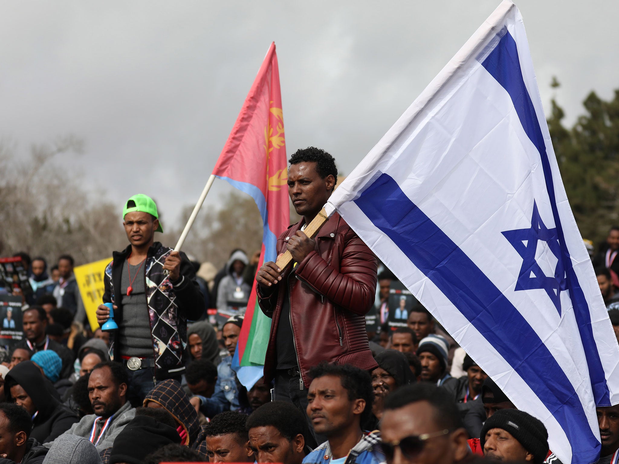 African asylum seekers, mostly from Eritrea, take part in a protest against Israel's deportation policy last year