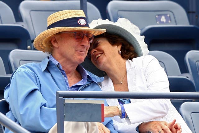 Gene Wilder and his wife Karen Boyer at a tennis game