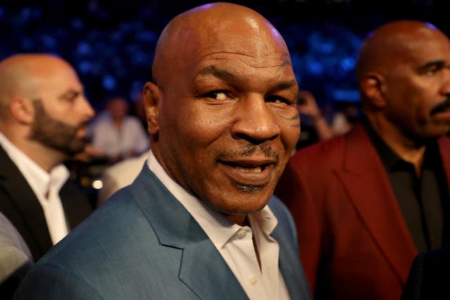  Former boxer Mike Tyson attends the super welterweight boxing match between Floyd Mayweather Jr. and Conor McGregor on August 26, 2017 at T-Mobile Arena in Las Vegas, Nevada, Credit: Christian Petersen/Getty Images.