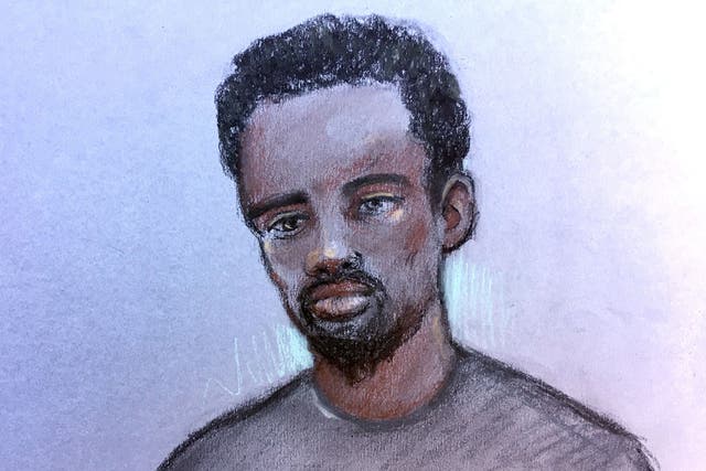 A court sketch of Kasim Lewis appearing at Westminster Magistrates' Court in London on 3 January