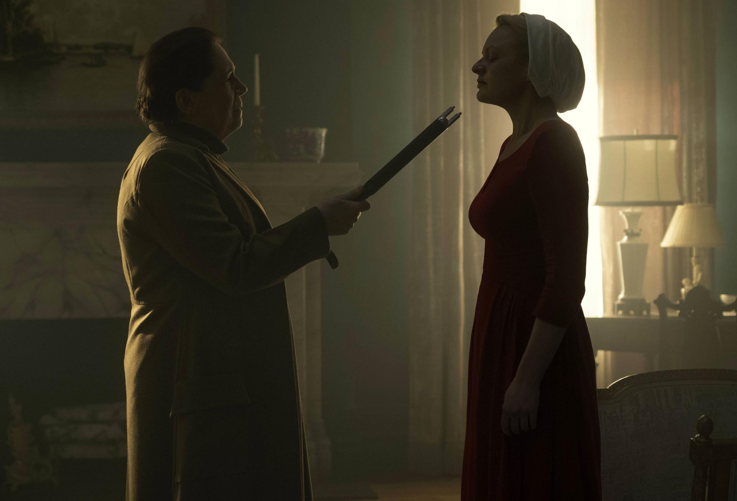 Ann Dowd and Elisabeth Moss as Aunt Lydia and Offred in ‘The Handmaid’s Tale’ (Hulu