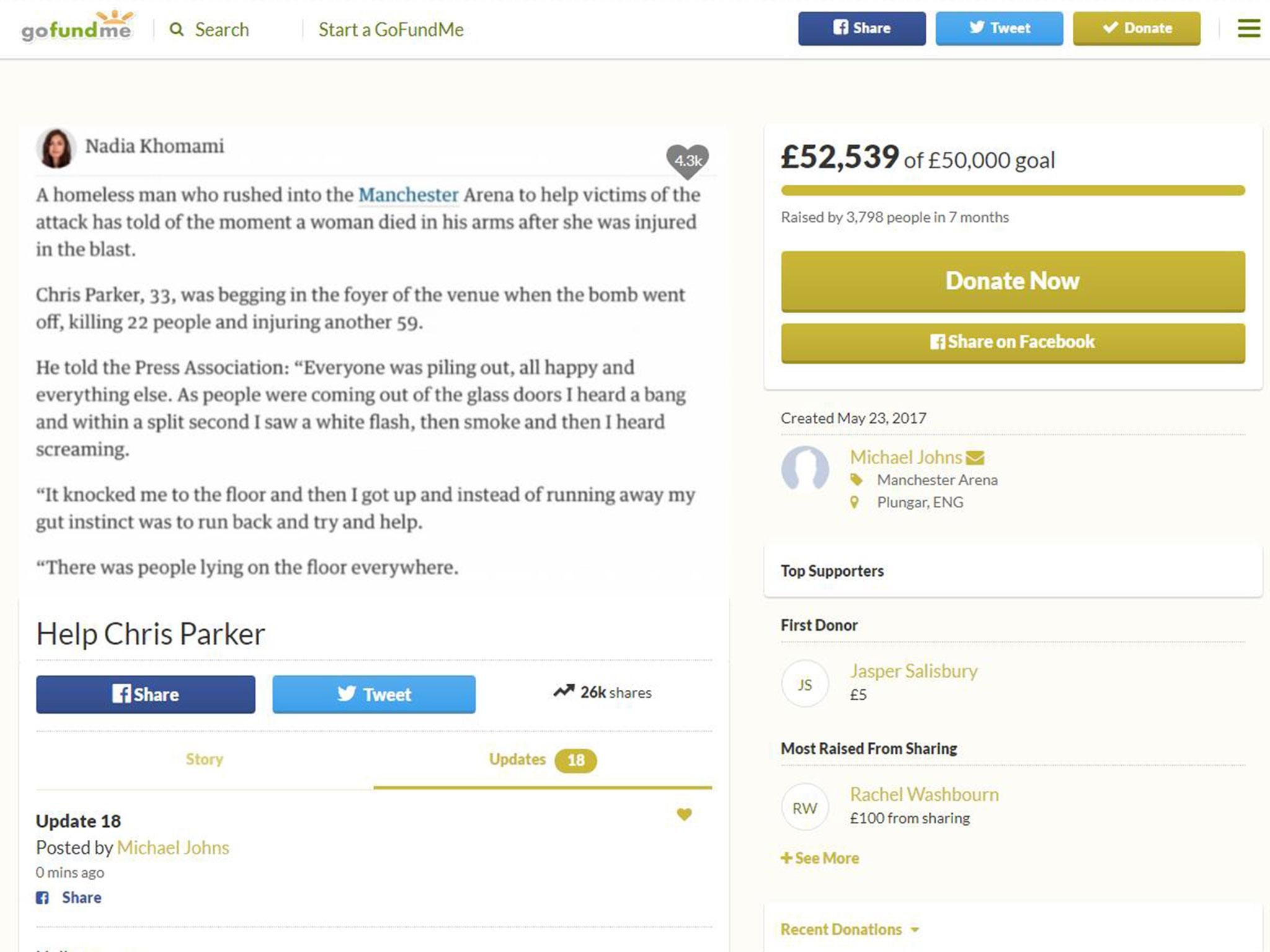 More than £52,000 was raised for Chris Parker by well-wishers