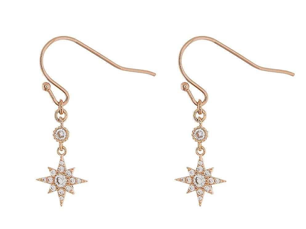 Rose gold Starburst Short Drop Earrings, £15, Accessorize