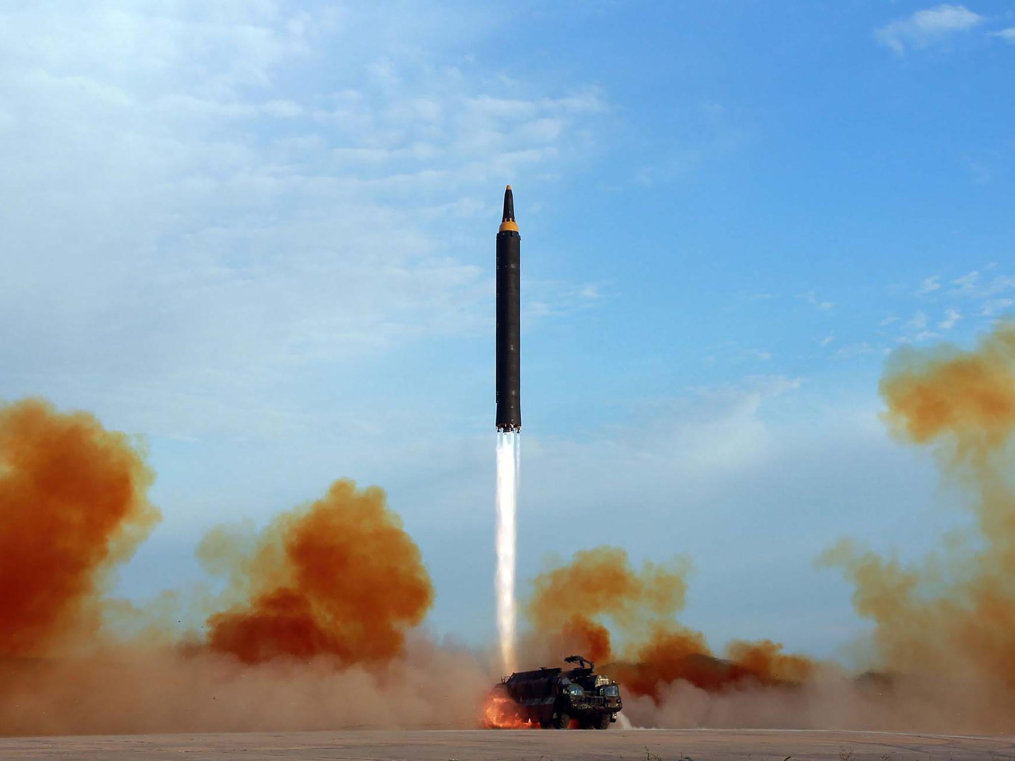 North Korea launches a Hwasong-12 intermediate-range ballistic missile (IRBM) (file image)