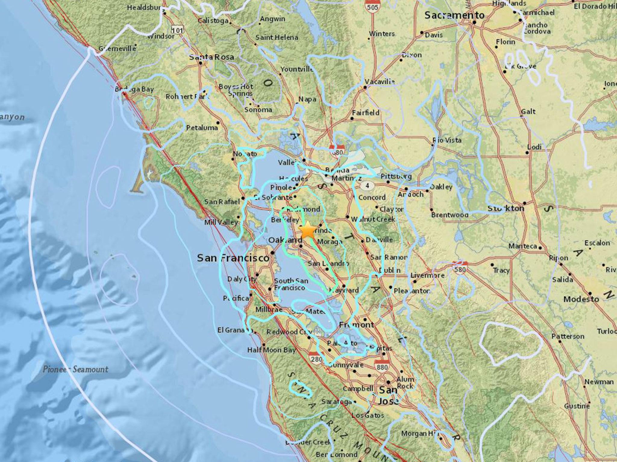 The quake struck about 2 miles (3km) from Berkeley, just across the bay from San Francisco