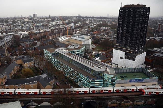 A general view of the burnt out Grenfell Tower