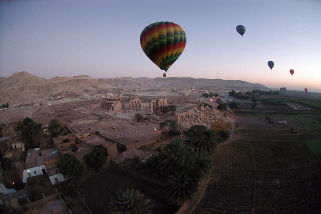 Hot air balloon trips across Egypt’s Valley of the Kings, near Luxor, are a popular tourist attraction 