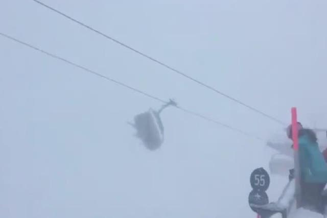 Skiers were trapped on a wildly swinging chairlift in an Austrian resort