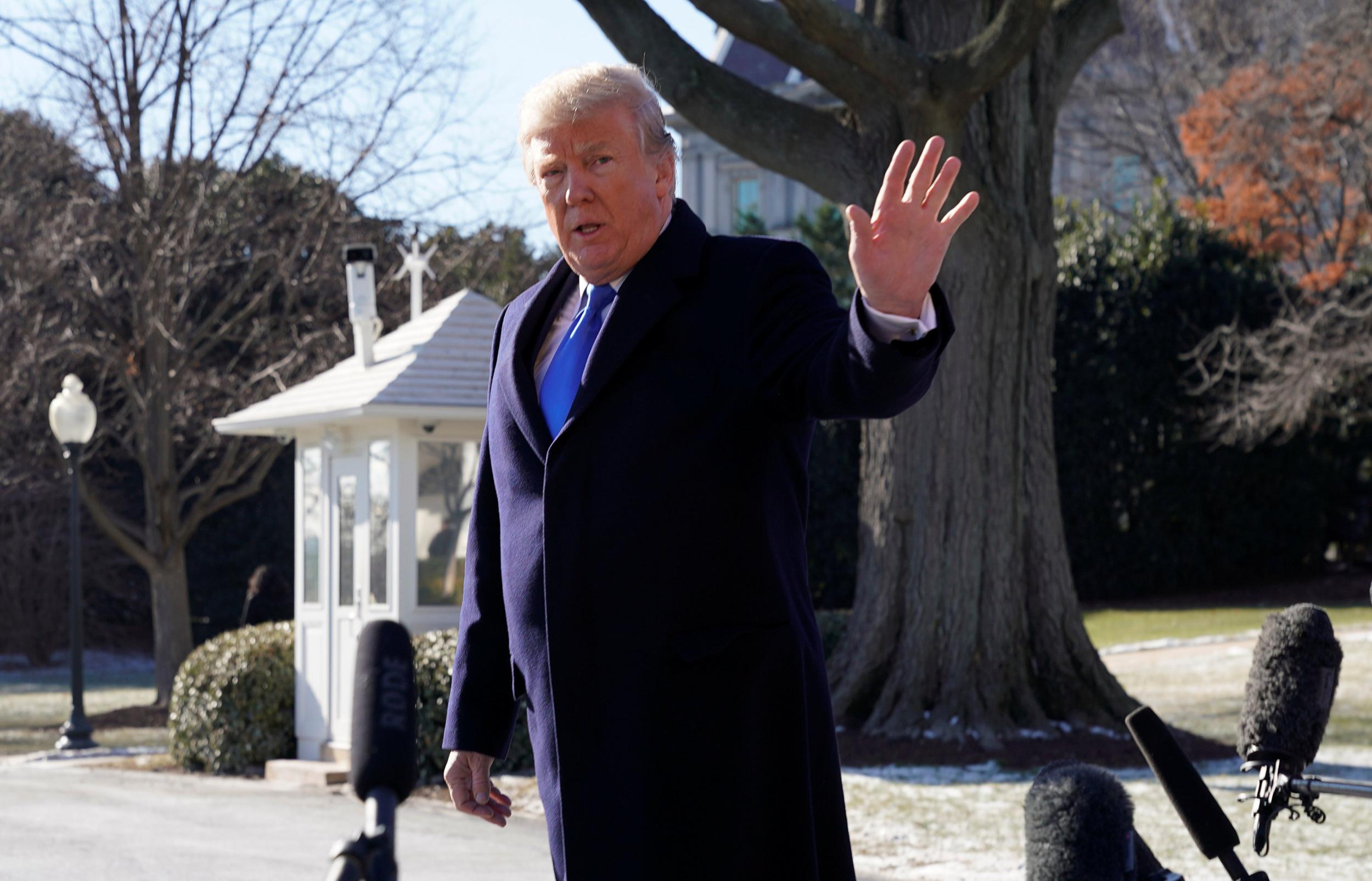 Donald Trump departs to Camp David from the White House