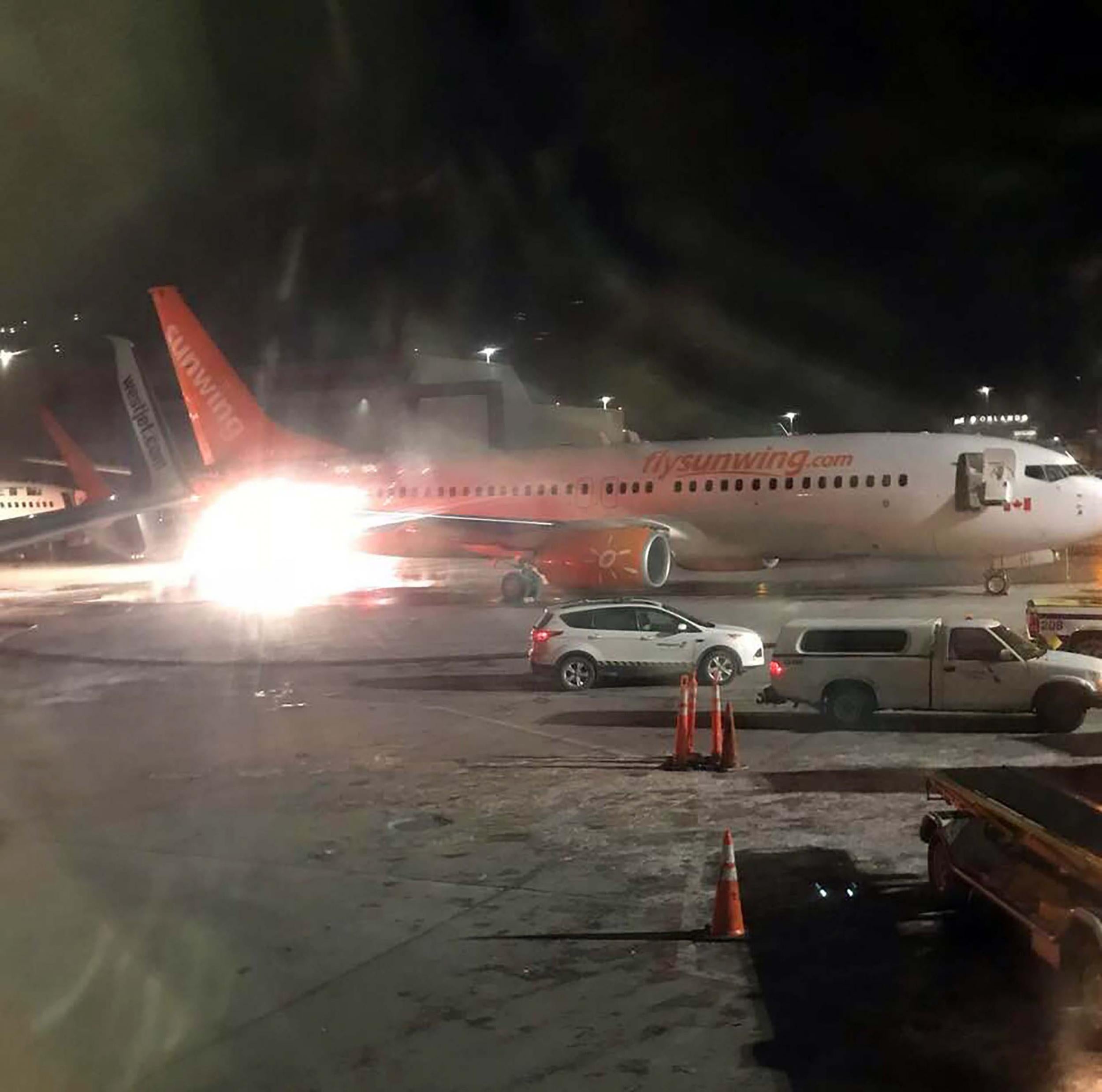 The Sunwing plane caught fire after colliding with Westjet flight