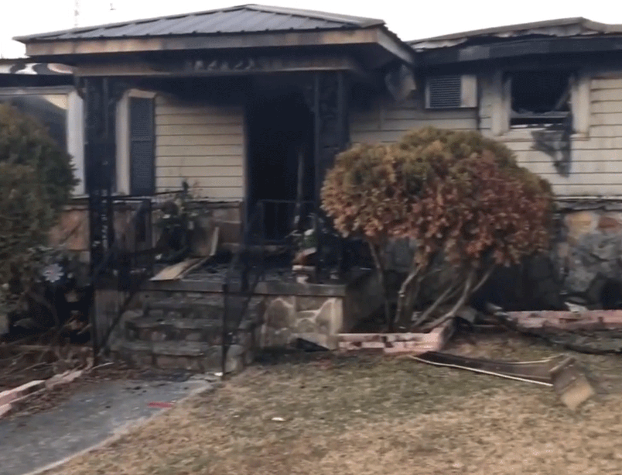 Tina Johnson's home following the fire