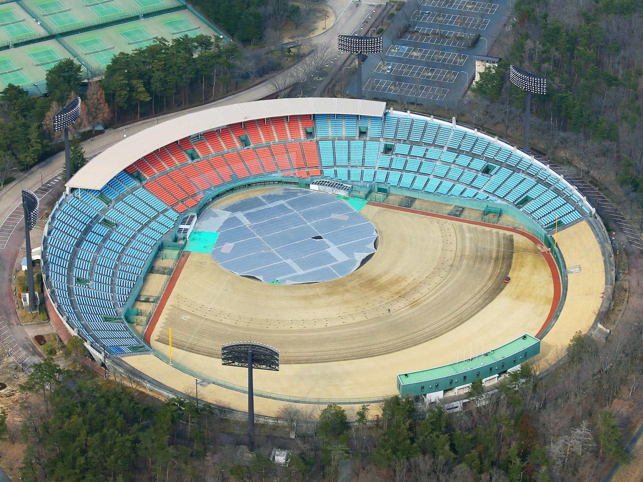 Azuma Stadium in Fukushima. Some of the 2020 Tokyo Olympics baseball and softball competitions will be held at the stadium