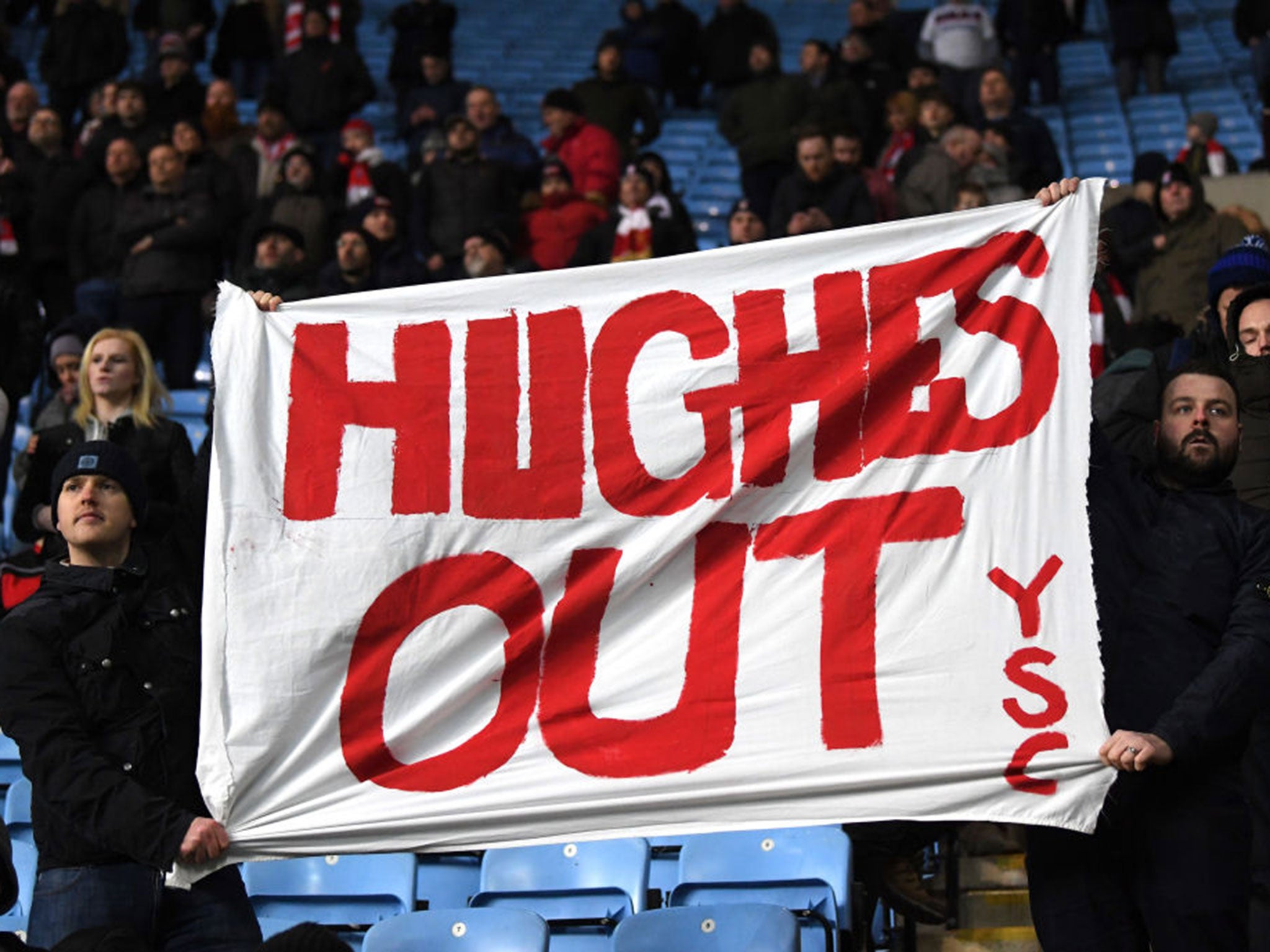 Stoke fans continue their protests against Mark Hughes at Coventry. (Getty )