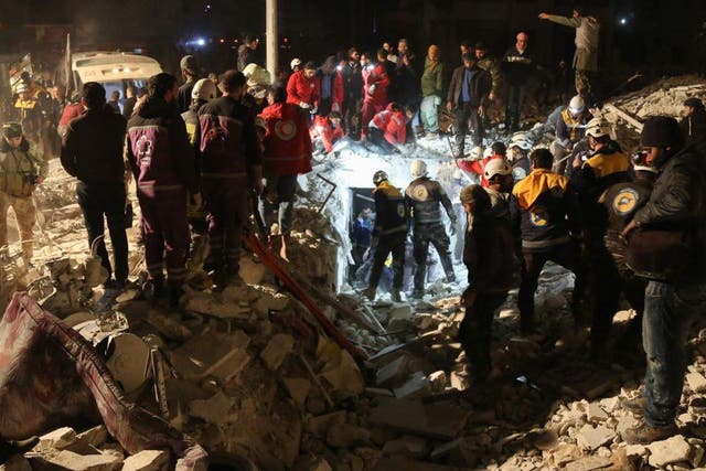 Syrian emergency services searching for victims following the explosion