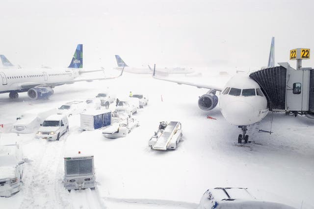 Snow and heavy winds have caused disruption at JFK over the last week
