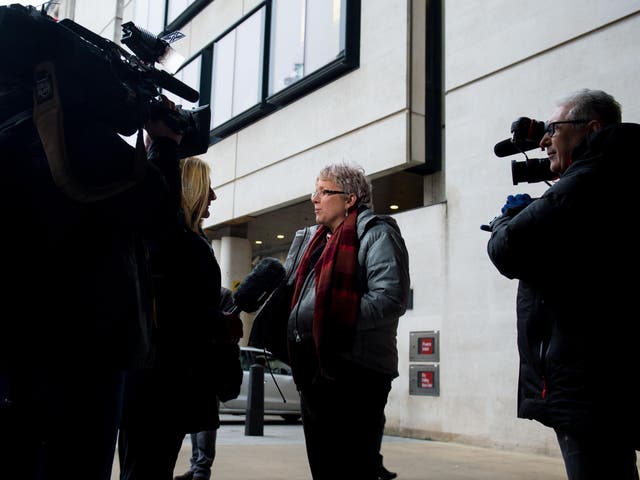 Journalist Carrie Gracie speaks to the media outside the BBC in London after she turned down a £45,000 rise, describing the offer as a "botched solution" to the problem of unequal pay at the BBC. Gracie said she told the corporation she wanted equality, rather than more money, and was determined not to help the organisation "perpetuate a failing pay structure by discriminating against women"
