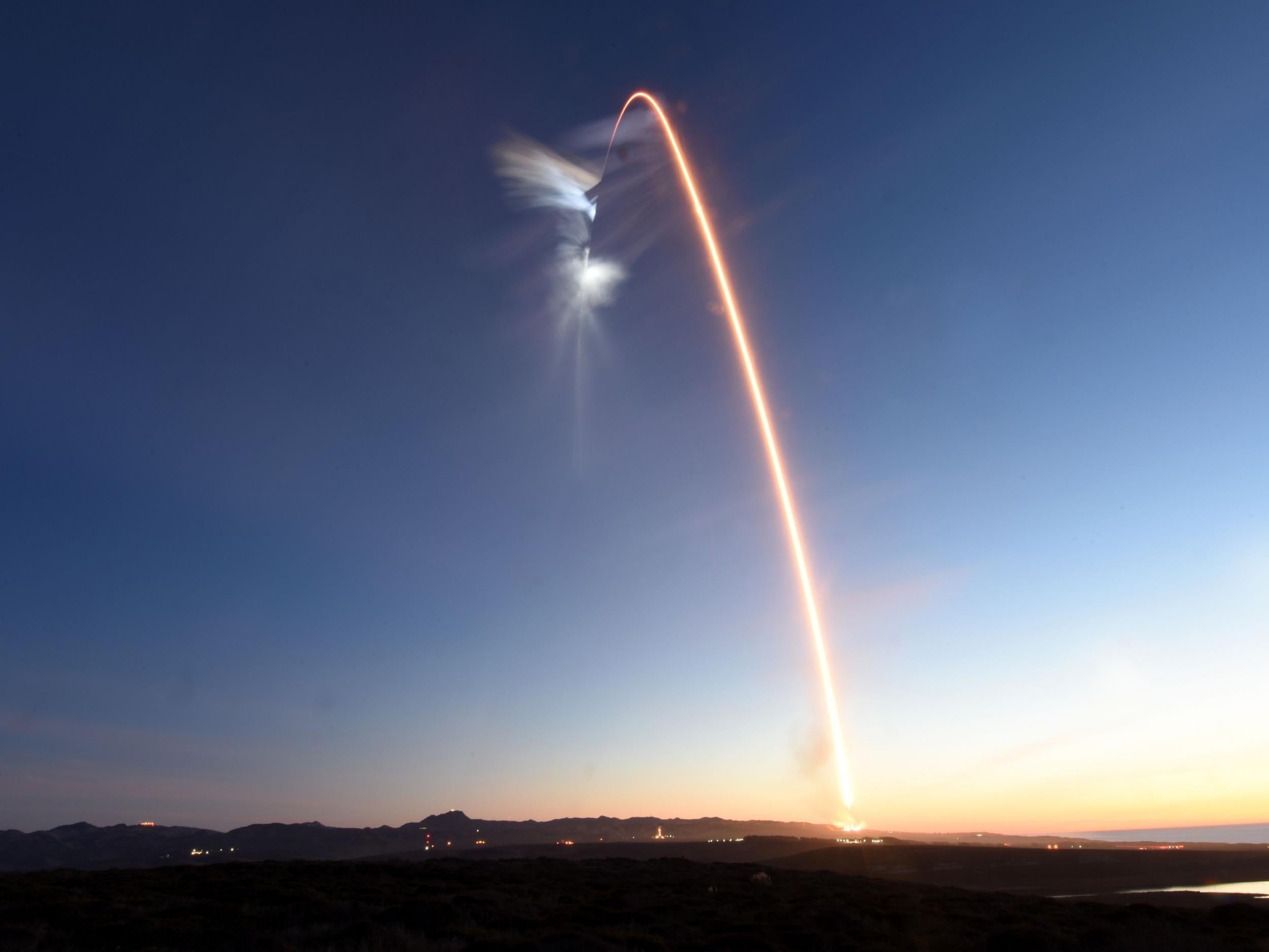 The SpaceX Falcon 9 rocket launches from the Space Launch Complex 4 at Vandenberg Air Force Base in Lompoc, California on December 22, 2017