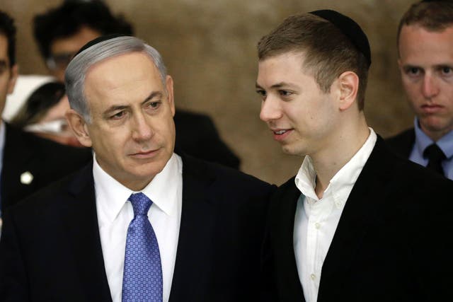 Benjamin Netanyahu, the Israeli Prime Minister, and his son Yair at the Wailing Wall in Jerusalem