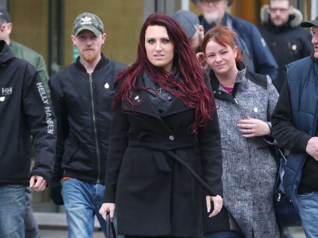 Britain First Deputy Leader Jayda Fransen leaving Belfast Magistrates' Court on 9 January