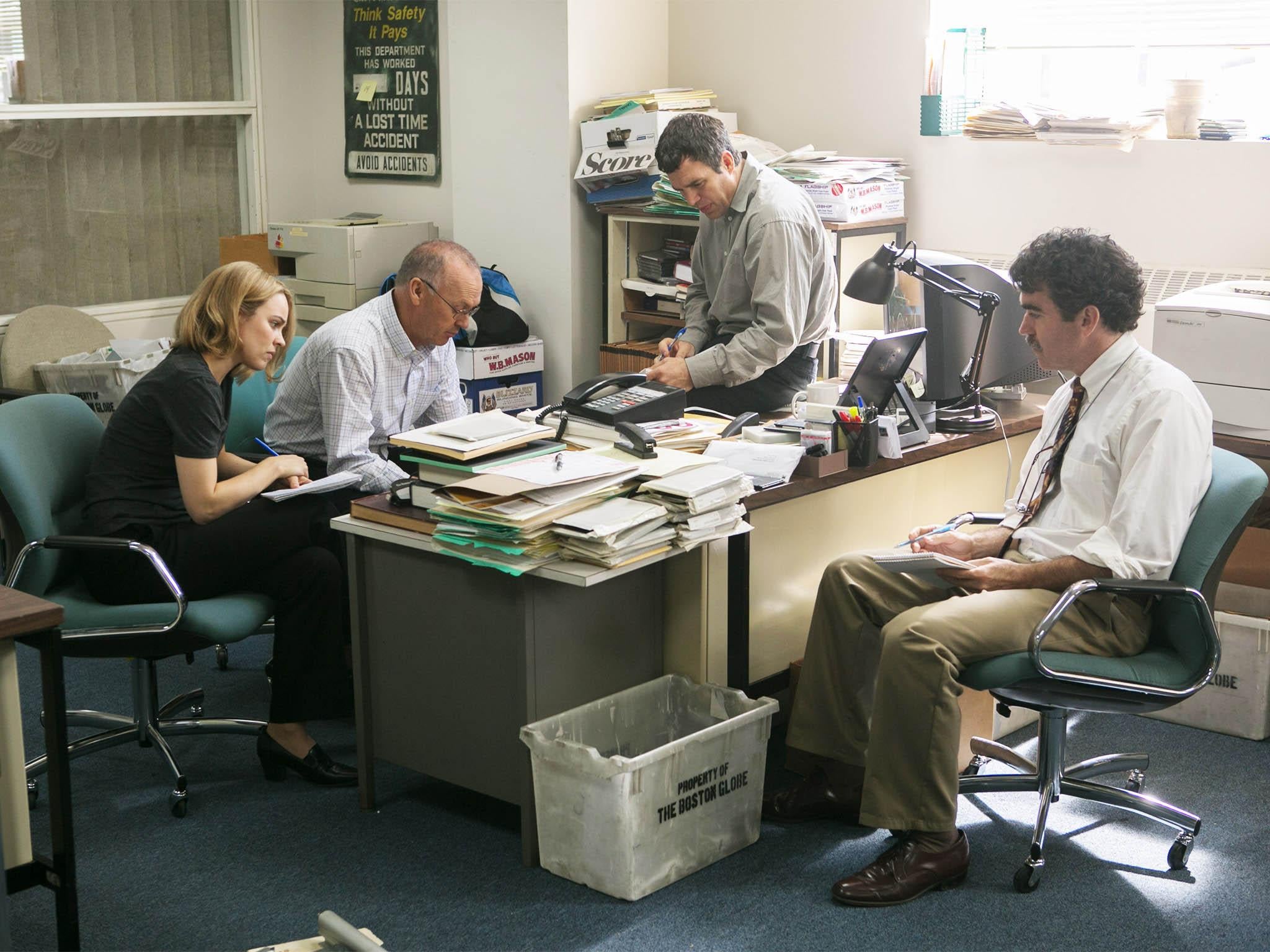 Michael Keaton, left, in 2015’s ‘Spotlight’ based on a 2003 investigation by the ‘The Boston Globe’ (Rex)